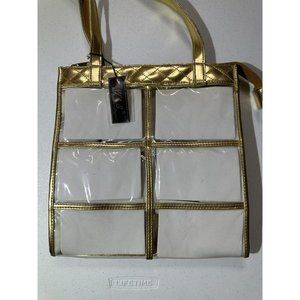 NWT Vintage Another Y & S Original Purse Clear‎ Plastic & Gold Satchel
